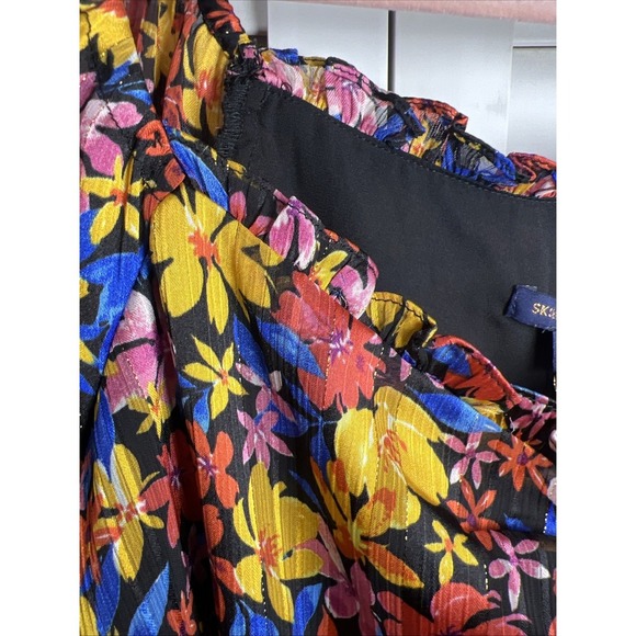 Skies Are Blue Floral Balloon Sleeve Ruffle Top Women's Size Large NWT - Picture 4 of 12